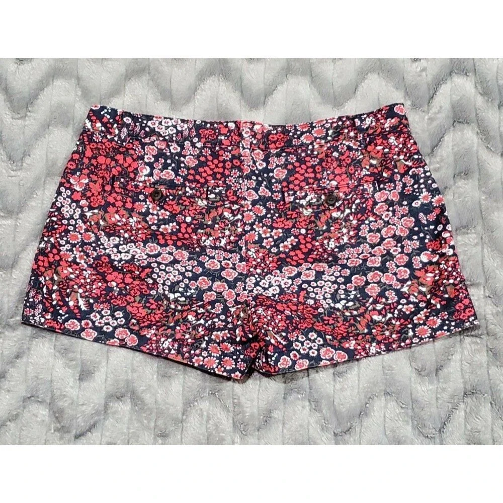 Gap Womens Size 4 R Orange Red Flowers Floral Walking Shorts